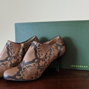 Longchamp snake skin booties